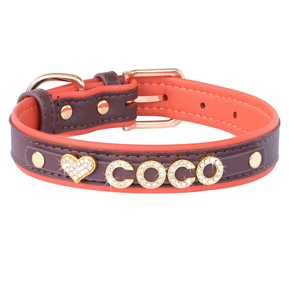 Personalized Small Dogs Chihuahua Collar Bling Rhinestone Dog Collars Free Custom Pet Dogs Cats Name Charms Pet Accessories