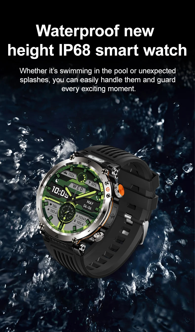 DAORKOW 2026 New Model 10ATM Waterproof 600mAh Smartwatch Compass LED Flashlight Bluetooth Call Outdoor Sports Smartwatch
