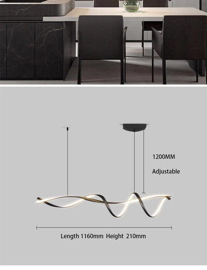 NEO Gleam Matte Black Modern Led Pendant Lights For Dining Room Kitchen Island Bar Room Indoor Hanging Pendant Lamp Fixtures