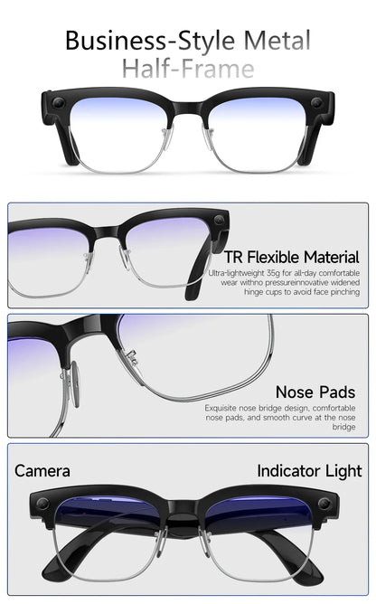 AI Smart Glasses To Take Photos Videos 800W HD Camera Intelligent Translation Photo-taking And Object Recognition Smart Glasses