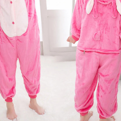 Children's One-Piece Sleep Adult Flannel Cartoon Animal Blue Pajamas Children's Performance Onesie