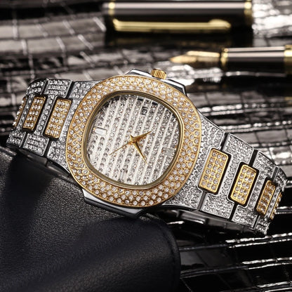 New Luxury Diamond Watch Men Iced Out Watches Calendar Waterproof Quartz Wristwatches Male Clock Relogio Masculino Drop Shipping