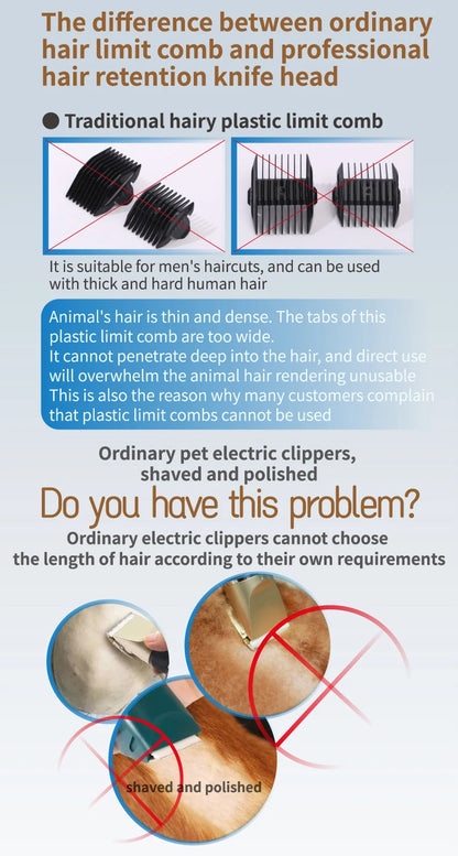 Fenice Cordless Rechargeable Pet Clipper Low Noise Professional Pet Hair Cutting Machine Grooming Trimmer Shaver Kit for Animals