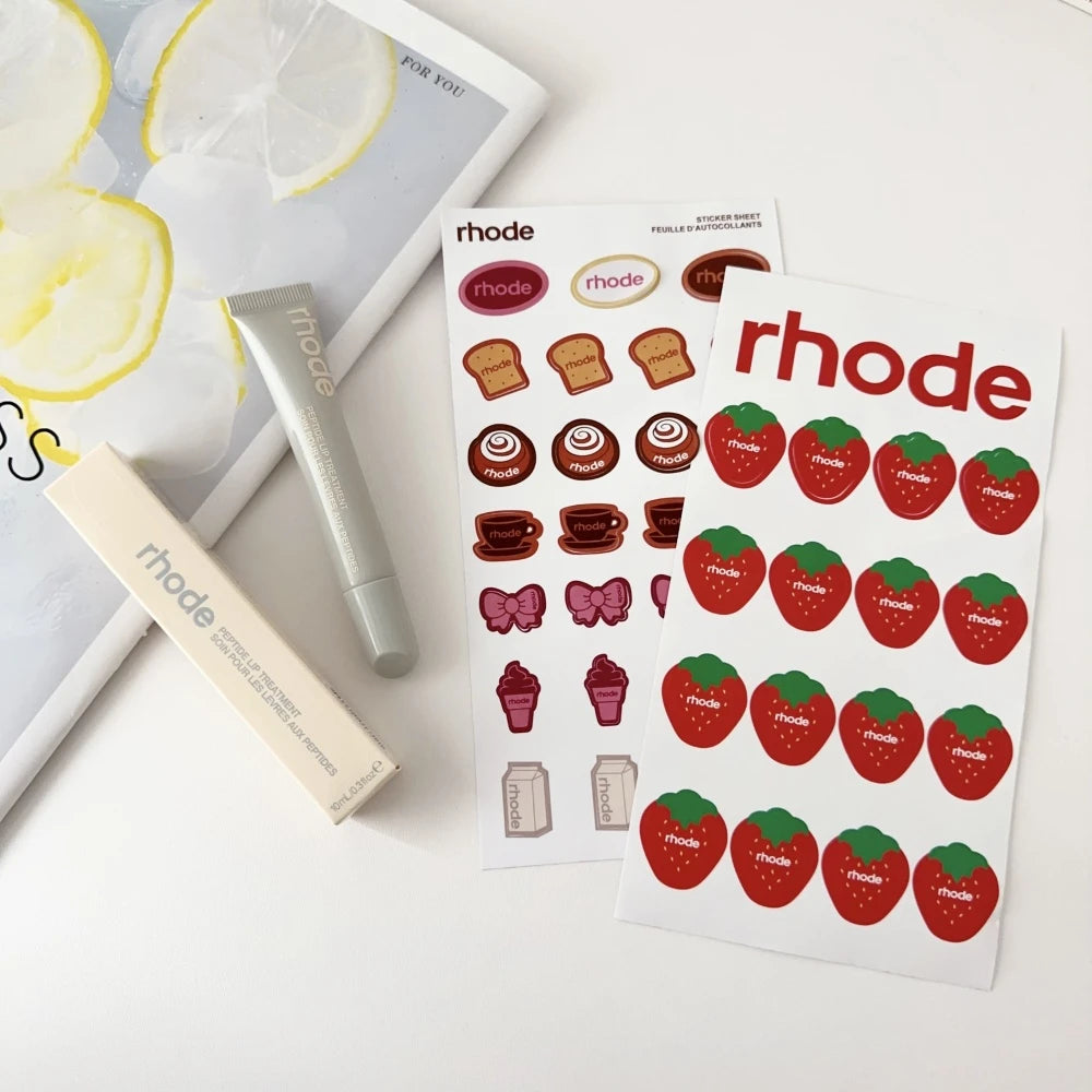 Rhode Summer Lip Moisturizer Lip Balm Smoothing Lipstick Lines Lasting Nourishing Women Makeup Daily Gloss Care with Stickers