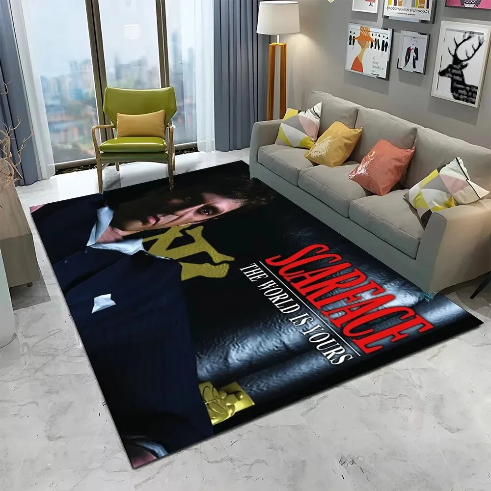 Scarface 3D Classic Movie Tony Carpet Rug for Home Living Room Bedroom Sofa Doormat Decor,kids Play Area Rug Non-slip Floor Mat