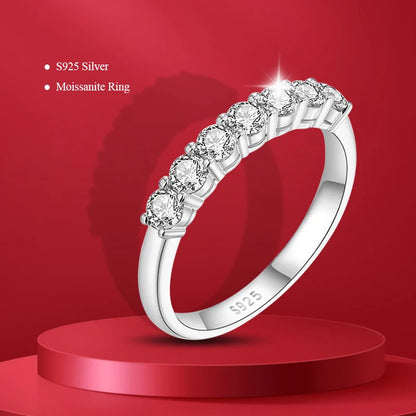 Moissanite Ring 100% Pass Diamond Tester Pen Matching Wedding Diamond Band for Women 925 Sterling Silver Female Single Tail Ring