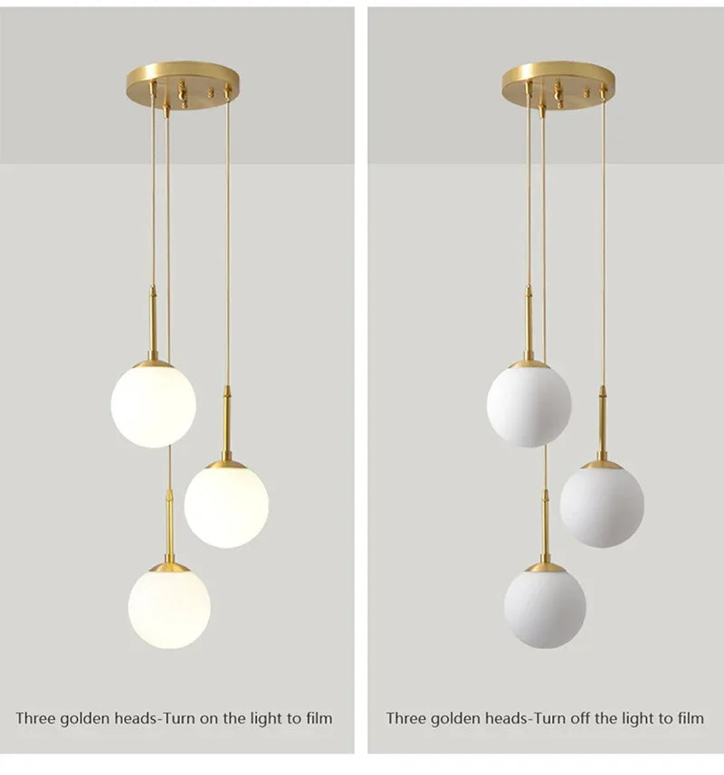 LED Glass Ball Pendant Lamp Nordic Chandelier Lights Home Indoor Dining Room Restaurant Bar Table Decor Hanging Suspension Lamp