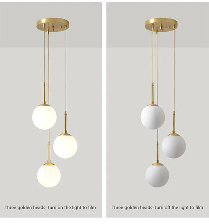 LED Glass Ball Pendant Lamp Nordic Chandelier Lights Home Indoor Dining Room Restaurant Bar Table Decor Hanging Suspension Lamp