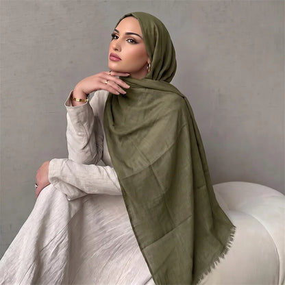 New Long Scarf Women Cotton Scarf Beach Hijab Shawls and Wraps 2026 Luxury Brand Solid Color  Echarpe Designer