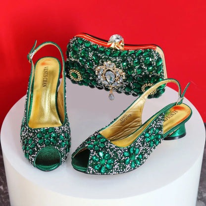 2024 Shoes and Bag for Party Wedding Plus Size Women Shoes 43 High Heels Sexy Ladies Luxery Shoes Women Dress Pumps with Purse