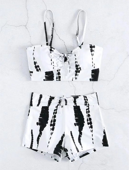Drawstring Front Shorts Bikinis 2026 High Waist Swimsuit Women Swimwear Female Bathers Bathing Swimming Swim Suit Beachwear