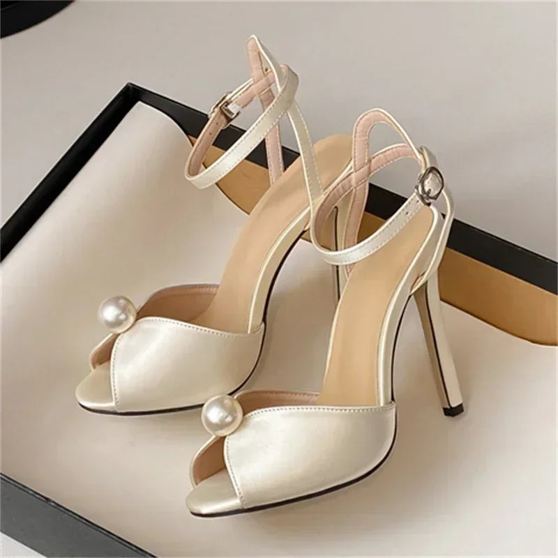 Sexy Open Toe Sandals Woman Ankle Buckle Strap Stiletto Heels Party Prom Shoes Summer Pumps Luxury Sandals High Heels Slides