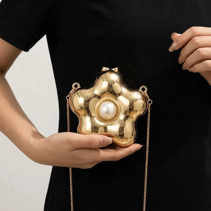 Acrylic Luxury Evening Bags Flower Shaped Single Shoulder Banquet Chain Bag Sparkling Handbag Mini Lipstick Bag Wedding Clutch