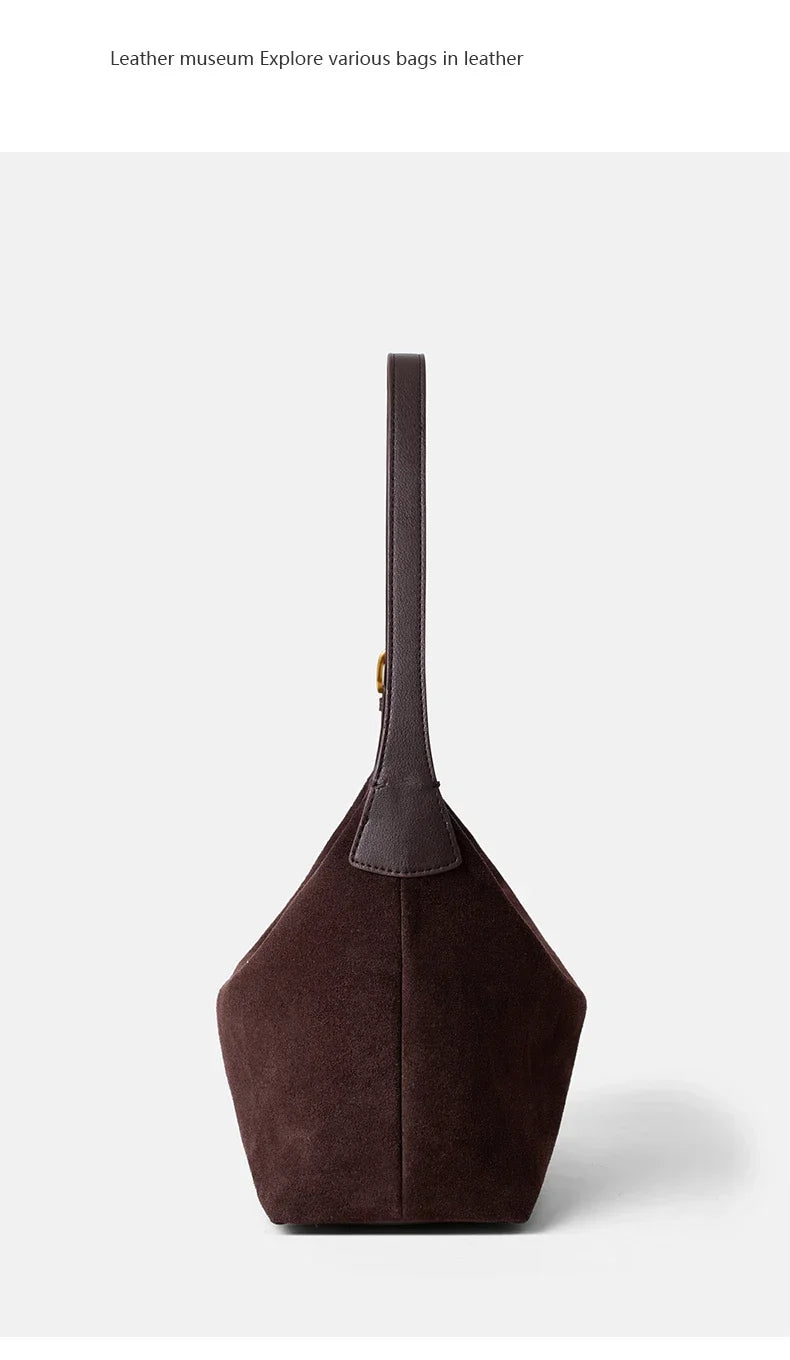 Winter Women's Natural Suede Leather Crossbody Bag Female Casual Versatile Shoulder Handbag Ladies Classic Cowhide Underarm Bags