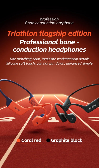 POLVCDG bone conduction swimming earphones IPX8 waterproof 32GB memory Bluetooth 5.4 silicone material 2025 new product x16