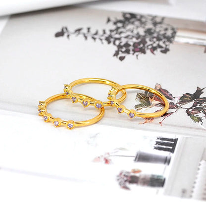 24K Gold Plated Colorful Crystal Gold Rings Turquoise Engagement Wedding Anniversary Ring Light Luxury Fashion Jewelry Gifts A40