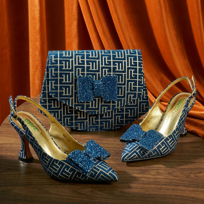QSGFC Italian Design Shoes and Bag Set Office Ladies Style Diamond Decoration Classic Women High Heel Shoes and Bag