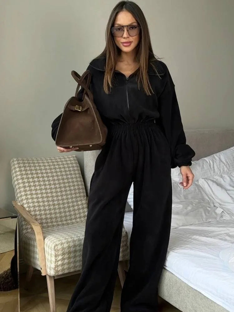 Sports and Leisure Contrast Color Jumpsuit Fashion Trend Street Jumpsuit Women’s Suit New Women Clothing