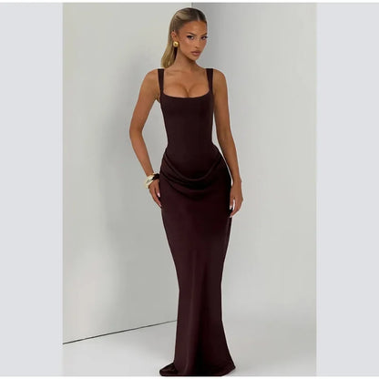 Women Sexy Square-neck Halter Mini Dress 2025 Pleated Sleeveless Backless High Waist Bodycon Dresses New Summer Lady Party Robes