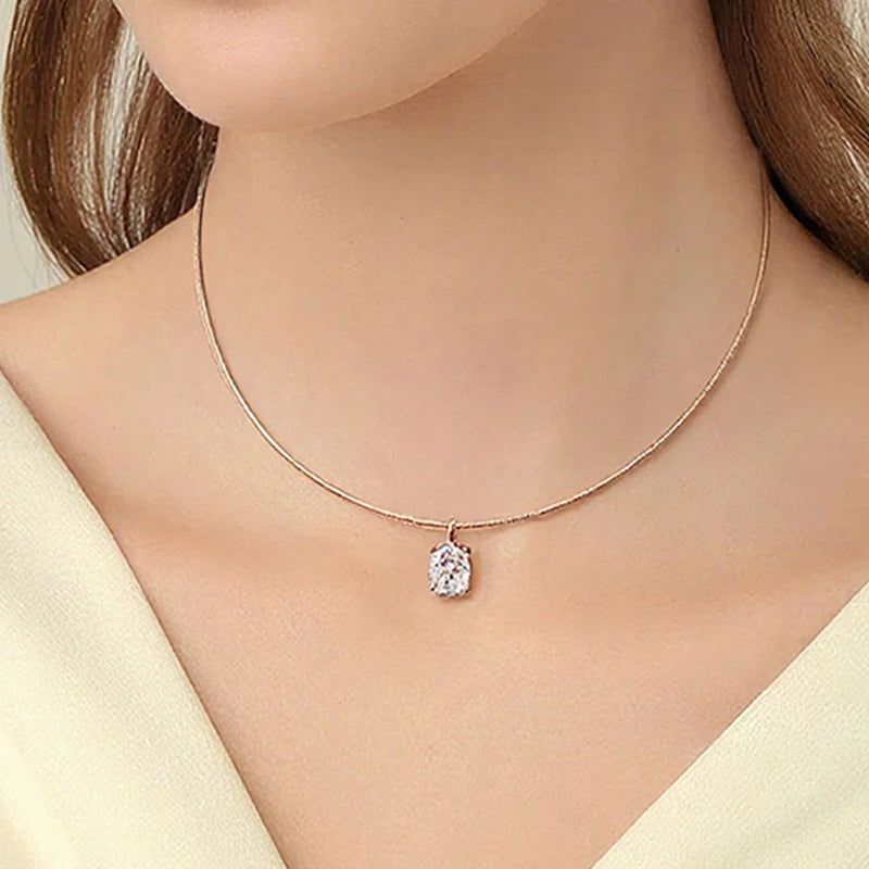 Smyoue 3/4/5CT Oval Cut Moissanite Pendant Necklace for Women Men Lab Diamond Classic Solitaire Chain Real 925 Sterling Silver