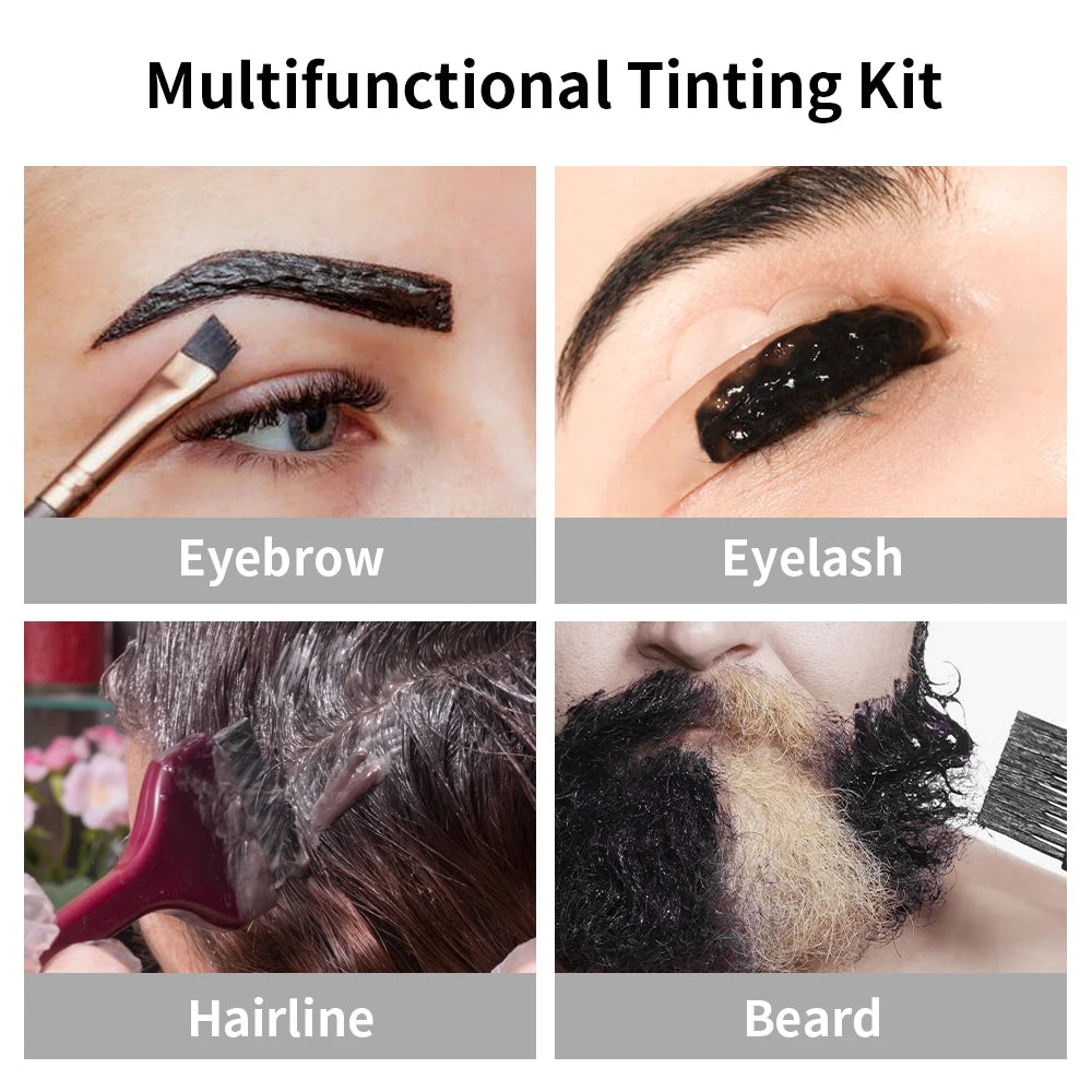 ICONSIGN Natural Vegan Brow Tint Kit 3 in 1 Camellia Extract Gentle Long Lasting No Need Mixing Easy Use Eyelash&Eyebrow Dye Set