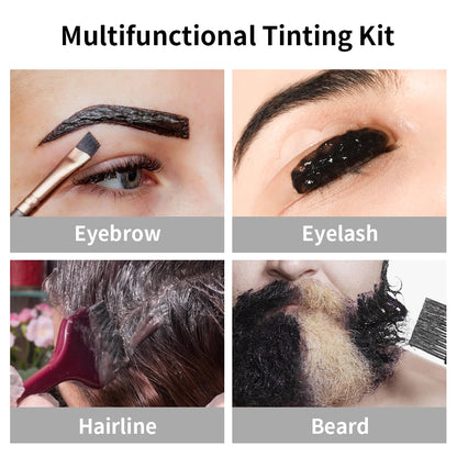 ICONSIGN Natural Vegan Brow Tint Kit 3 in 1 Camellia Extract Gentle Long Lasting No Need Mixing Easy Use Eyelash&Eyebrow Dye Set