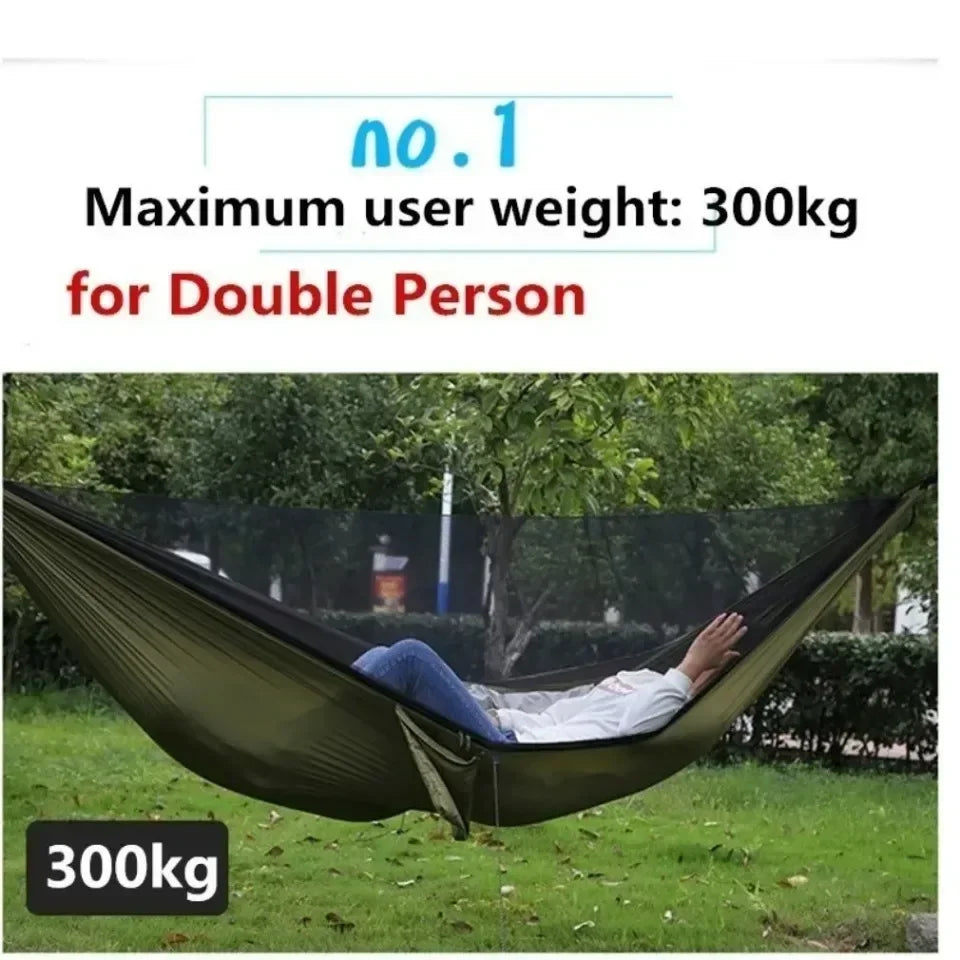 Outdoor Hammock with Integrated Mosquito Net, Camping & Leisure Hanging Bed