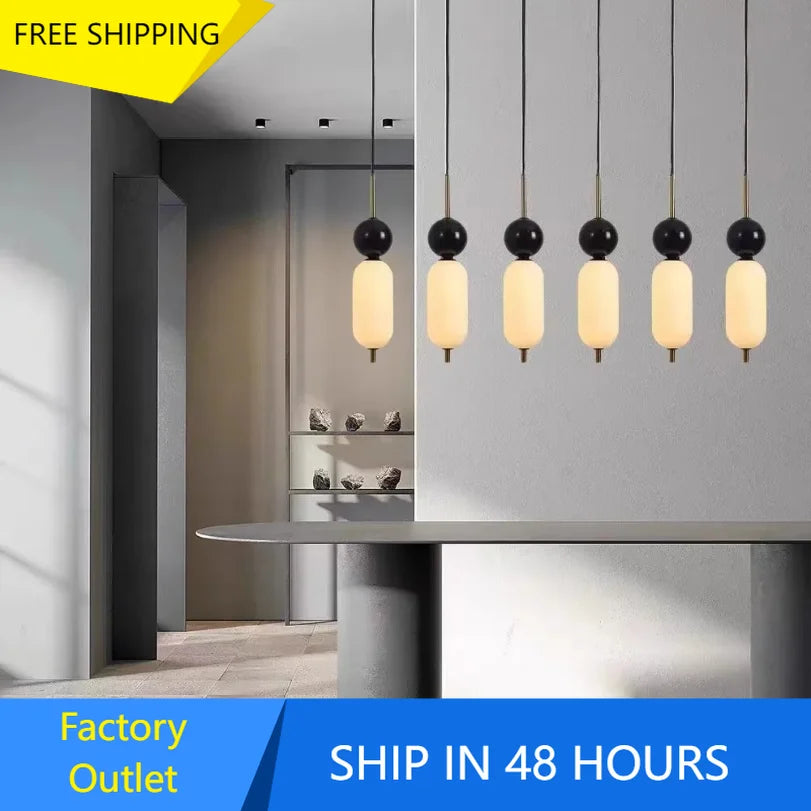Stone Led Pendant Lights for Hotel Bedside Bedroom Marble Modern Luxury Hanging Lamp Island Kitchen Ceiling Chandeliers Bathroom