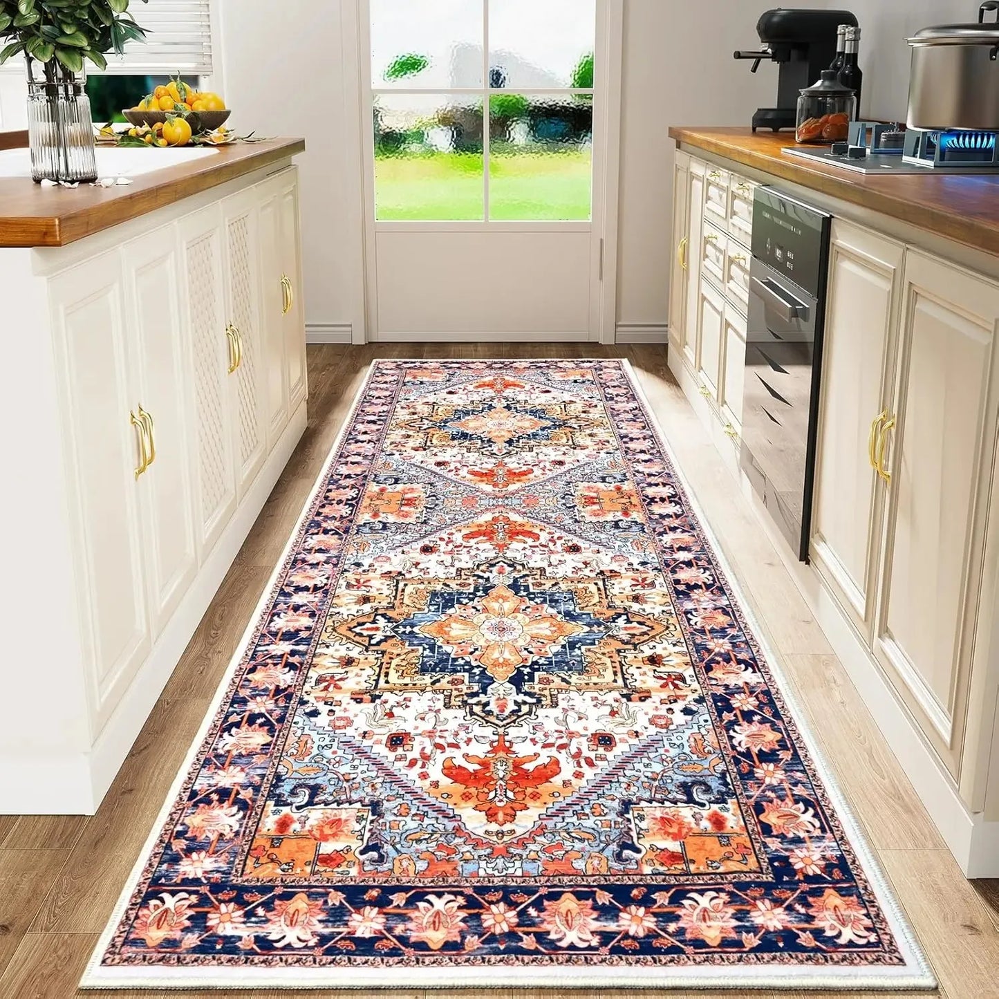 VIKAMA Boho Persian Flannel Carpet Kitchen Floor Mat Hallway Rug Sofa Cushion Bedside Rug Carpet For Live Room Long Rug Home