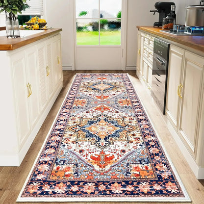 VIKAMA Boho Persian Flannel Carpet Kitchen Floor Mat Hallway Rug Sofa Cushion Bedside Rug Carpet For Live Room Long Rug Home