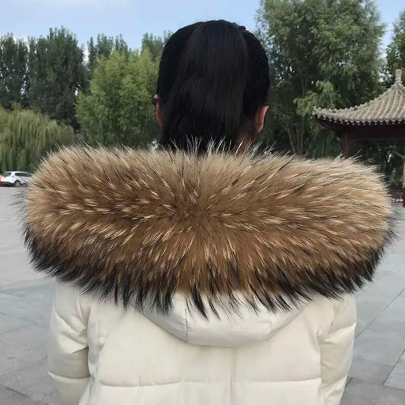 2025 Winter Raccoon Fur Collar Women Men Luxury Natural Fur Hood Trim Decors For Coat Jacket  Genuine Real Fur Shawls Scarves