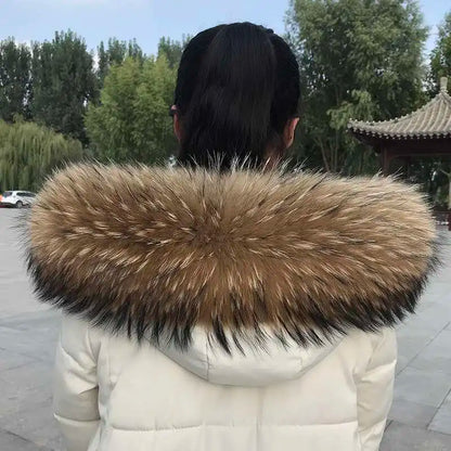 2025 Winter Raccoon Fur Collar Women Men Luxury Natural Fur Hood Trim Decors For Coat Jacket  Genuine Real Fur Shawls Scarves