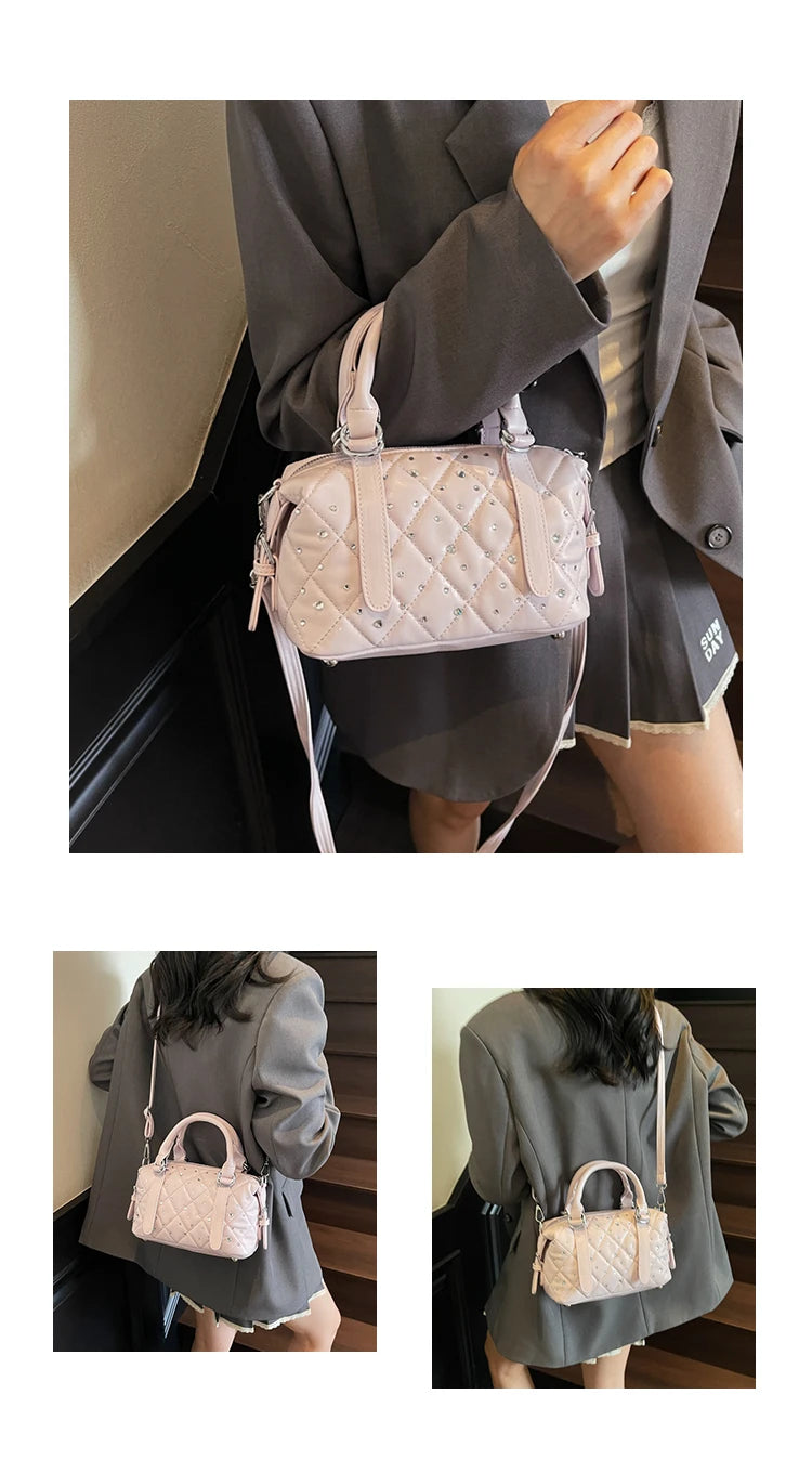 Light Luxury Rhinestone Women Handbags New Exquisite Fashion PU Leather Crossbody Bag Classic High Quality One Shoulder Pack