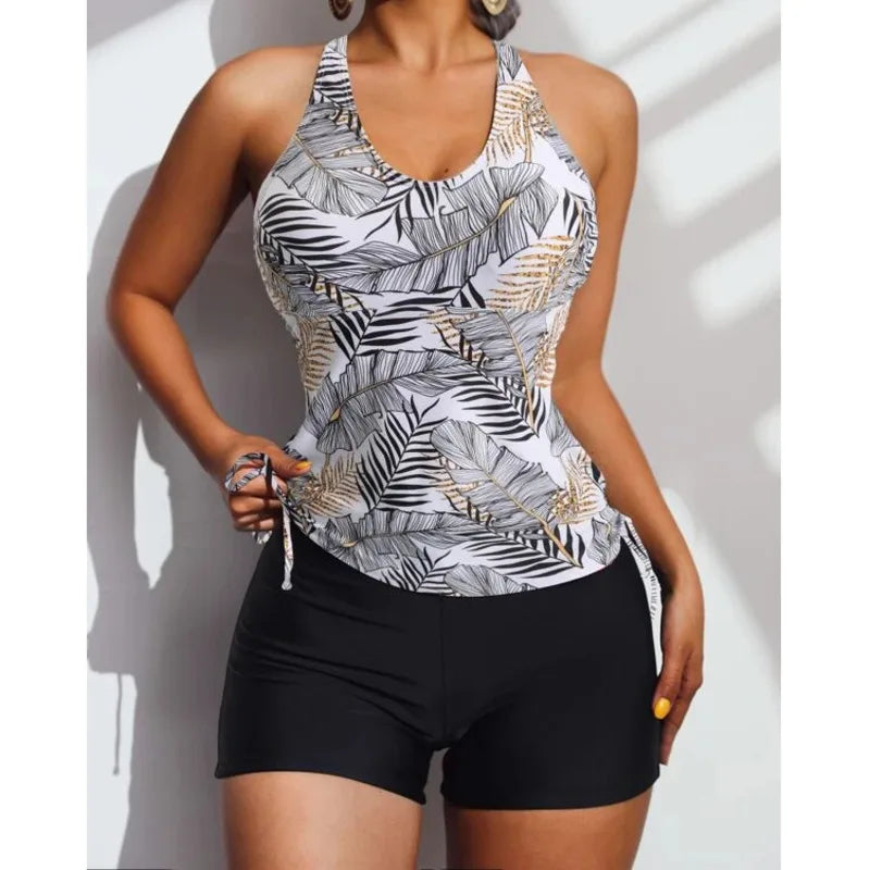 Summer 2026 Swimsuits Closed Tankini Sets Female Swimwear Push Up Beach Wear Two Piece Bathing Suits Pool Women's Swimming Suit