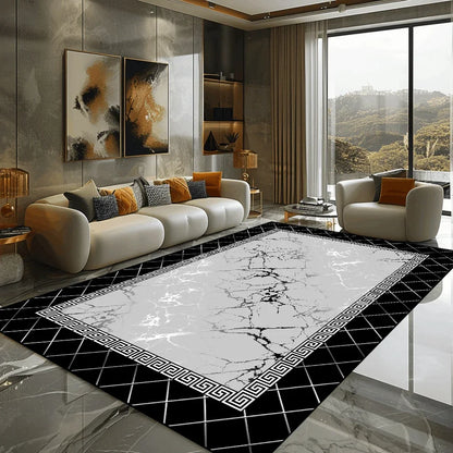 Golden Marble Carpet Luxury Bedroom Decoration Large Area Rugs Sofa Side Carpets for Living Room Soft Non-slip Lounge Floor Mat