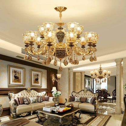 Luxury Lamp Dining Room Bedroom Decoration French Retro Chandelier Lighting Crystal Fixtures Chandelier Living Room Grand