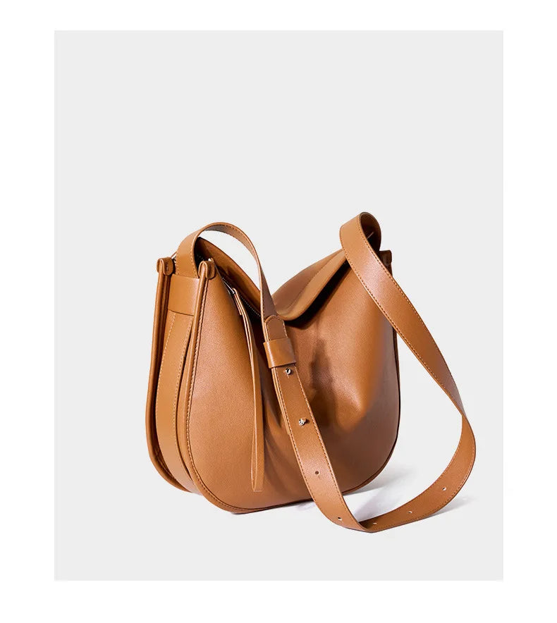 Women's Genuine Grade Cow Leather Bag Luxury Designer Ladies Shoulder Crossbody Purse Bag Female Cowhide Large Capacity Tote Bag