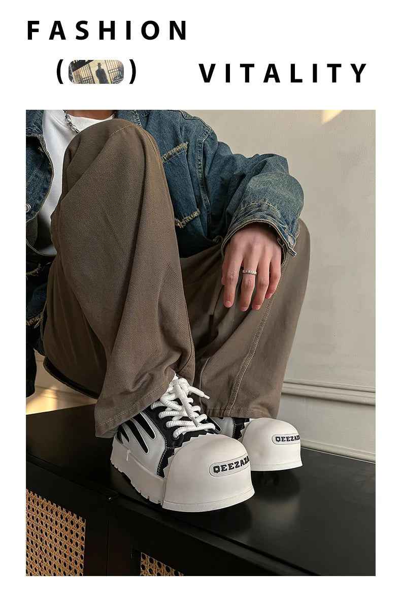 Women Men Sneakers Low-top Big-head Canvas Thick-soled Heightening Versatile Unisex Leisure Trendy Shoes Men Chunky Trainers