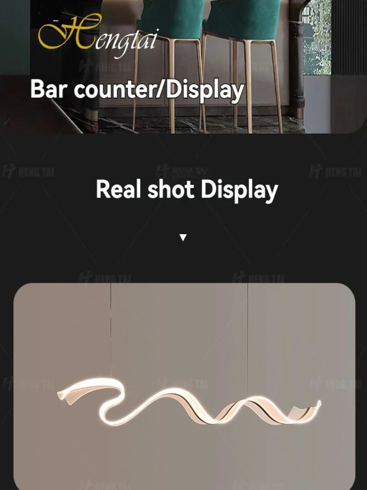 Modern Acrylic Led Chandelier For Dining Room Kitchen Island Bar Wave Led Pendant Lights Dimmable Dining Table Led Hanging Lamps