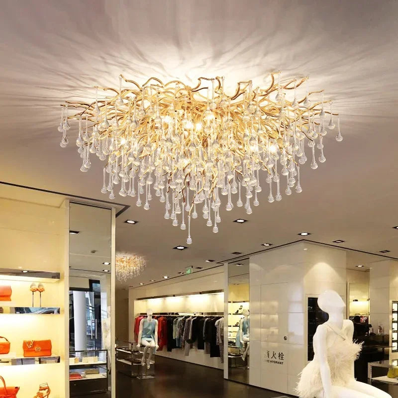 Rectangle Luxury Gold Crystal Chandelier For Dining Living Room Lobby Kitchen Table Modern Lurxy Gold Crystal Celling Chandelier