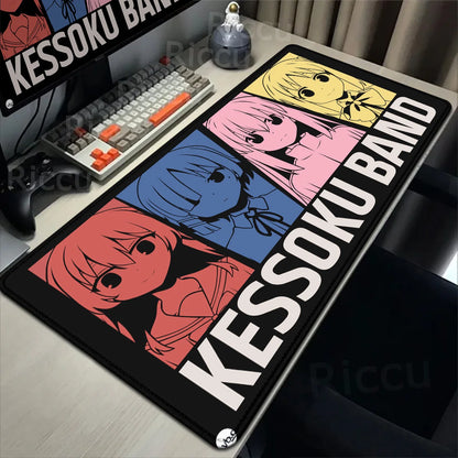 Anime HD Print Mouse Pad Bocchi The Rock Large Gaming Mousepad Rubber Computer Mouse Mat Gamer Locking Edge Accessories Non-slip