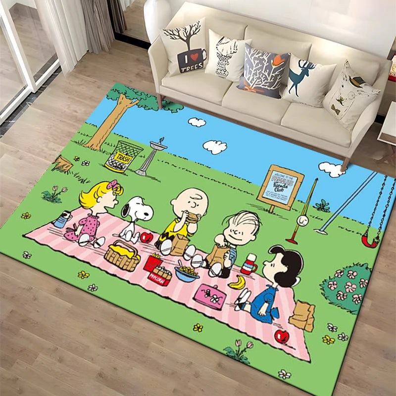 Cartoon Snoopy HD Printed Rugs Carpet For Living Room Home Decoration Children's Crawling Living Room Area Rug Game Floor Mat