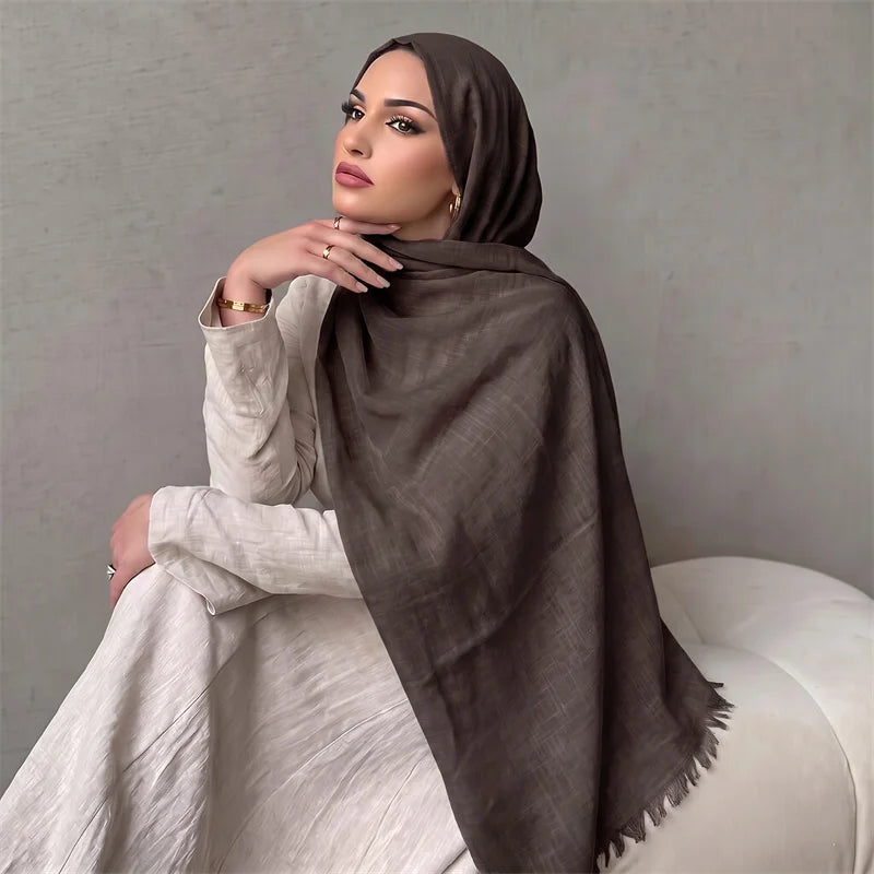 New Long Scarf Women Cotton Scarf Beach Hijab Shawls and Wraps 2026 Luxury Brand Solid Color  Echarpe Designer