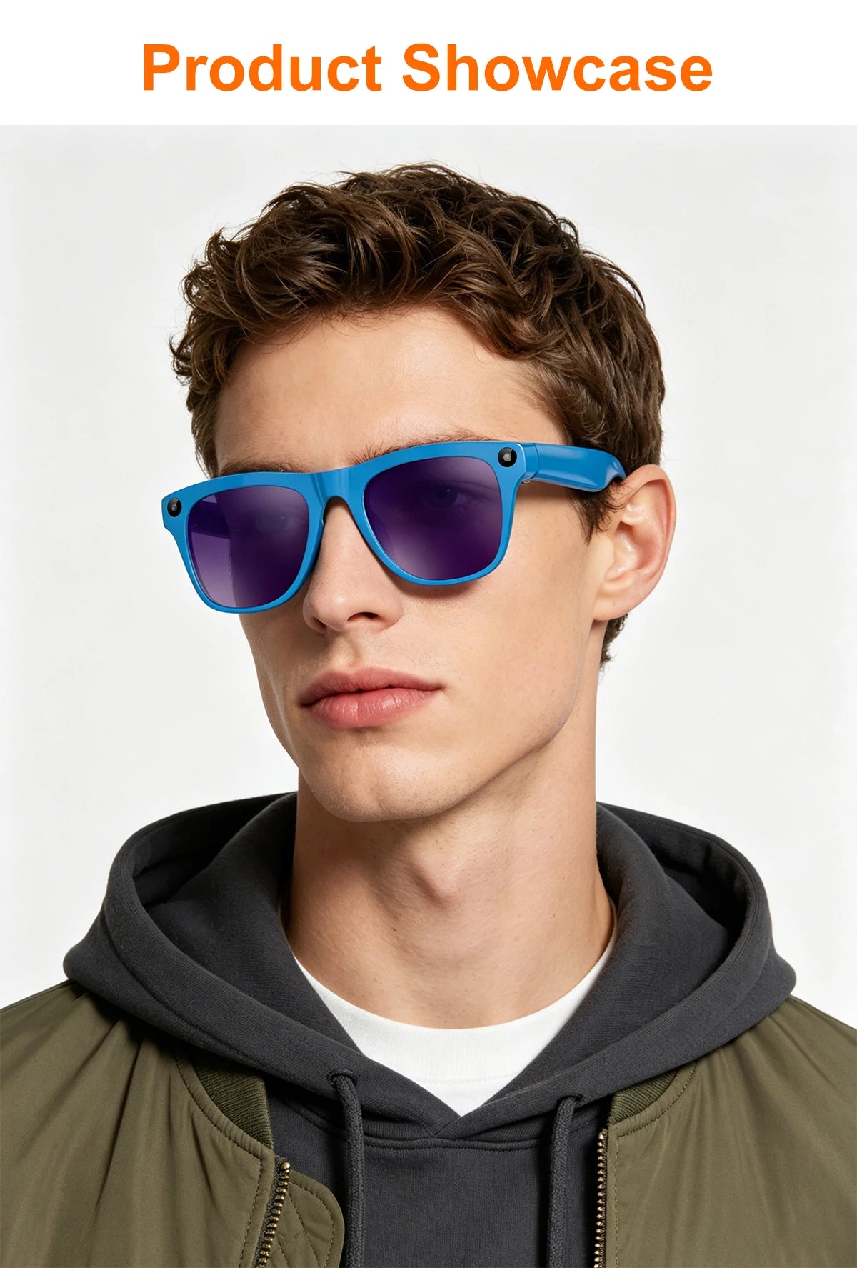 AI Smart Shooting Glasses with 8MP HD Camera AI Translation Bluetooth Call Video Record Music Playback Multi-functional Fashion