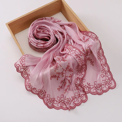 Luxury Sequin Floral Hijab Shimmer Shawl Glitter Shiny Headscarf Elegant Muslim Head Scarf for Wedding Soft Flowy Lace Edge