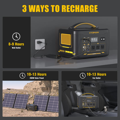 VTOMAN JUMP 2200 / JUMP 1800 Portable Power Station 828/1548Wh LiFeP04 Battery Solar Generator Solar for Home Outdoor Camping