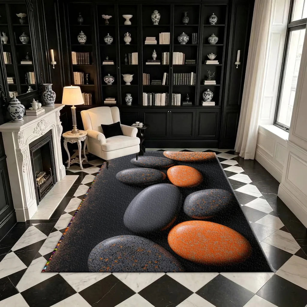Retro Floral Pattern Carpet Flooring, Exquisite Lily Print Floor Rug for Indoor House Decoration