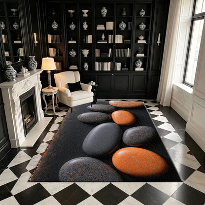Retro Floral Pattern Carpet Flooring, Exquisite Lily Print Floor Rug for Indoor House Decoration