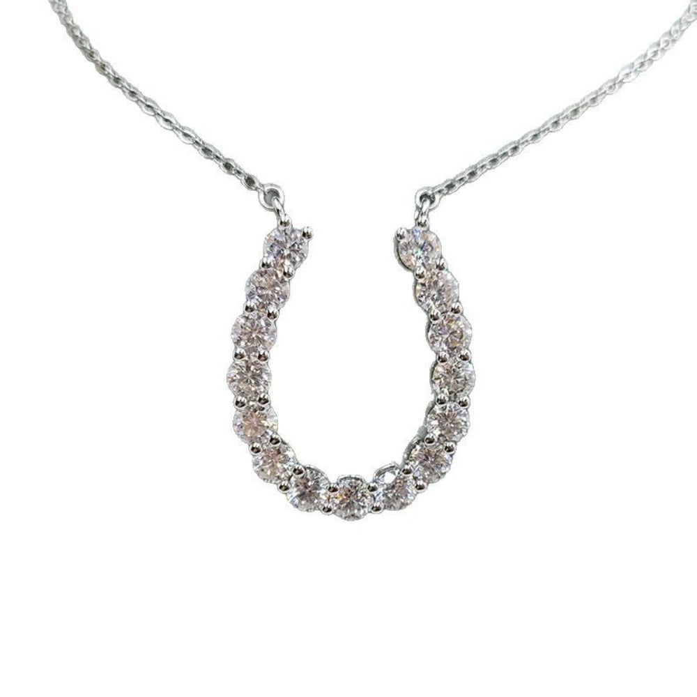 4.5CTTW U-shaped Moissanite Pendant Necklace Horseshoe Diamond Necklace for Women S925 Sterling Silver with Certificates