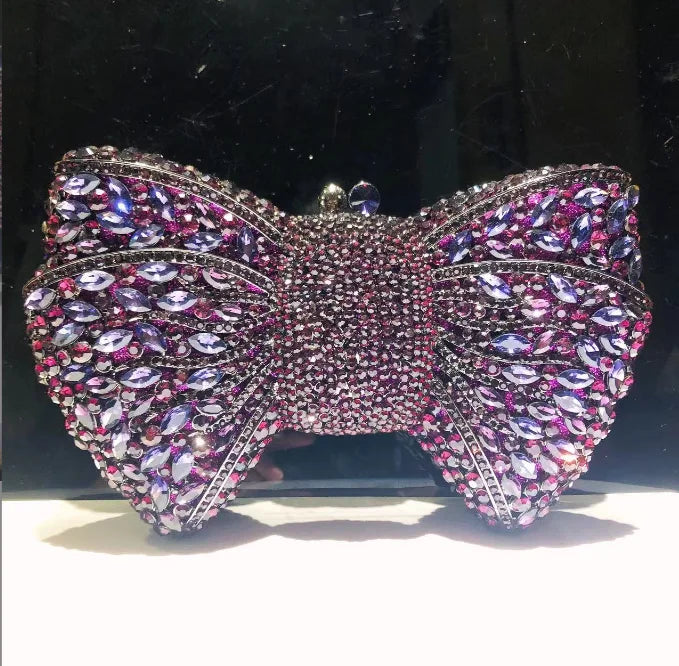 Newest Rhinestone Green/Black Clutch Purse Bow Luxury Diamond Women Red Evening Clutches Bags Wedding Bridal Bag Stones Handbags